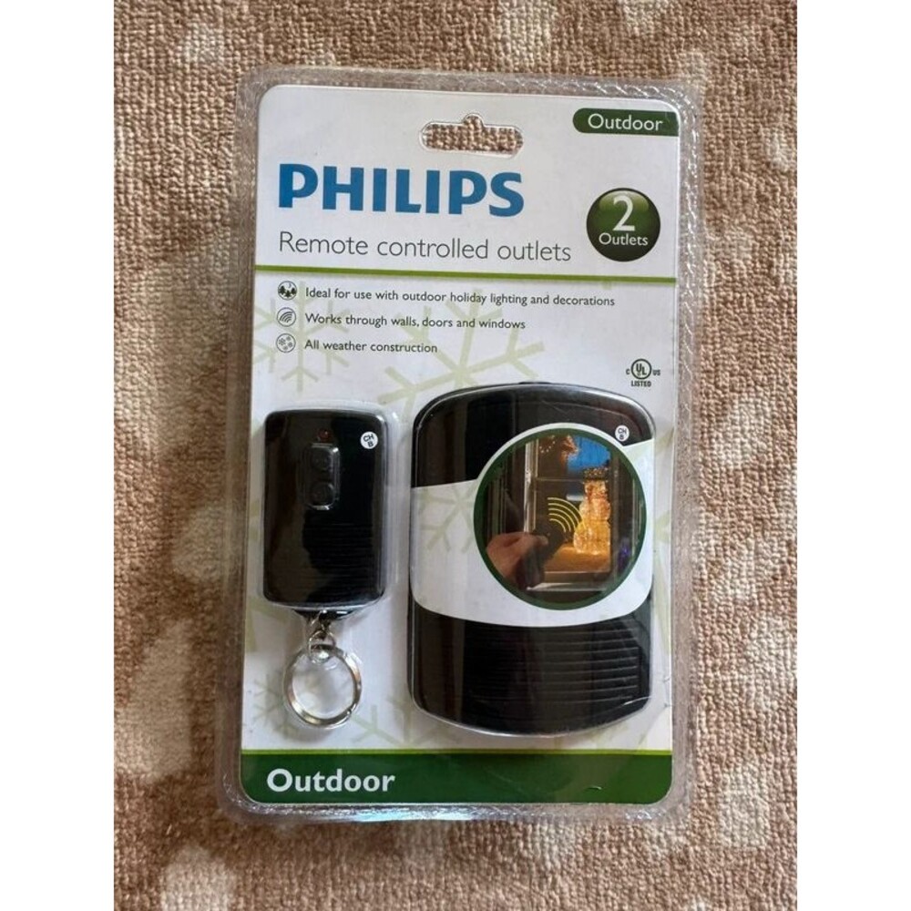 Philips Outdoor Remote Controlled Outlet 2 Outlet Wireless Remote New Sealed